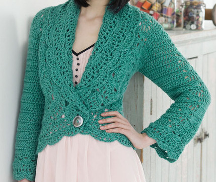 Filigree Cardigan Free crochet pattern from Red Heart. Shared on Weekly Pattern Roundup for the Fiber Arts 4 Sakeenah.com